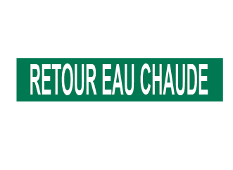 Marqueur de tuyau – retour eau chaude avec flèche