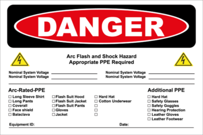 Danger arc flash vérification horizontale