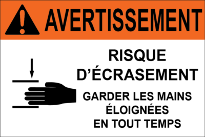 Avertissement risque d’écrasement