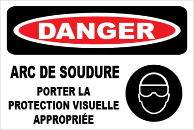Danger portez des lunettes de protection appropriées arc