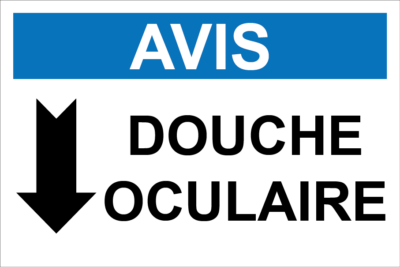 Avis station de lavage oculaire d’urgence avec flèche